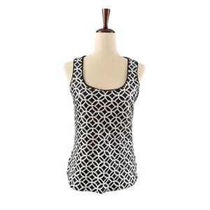 White House Black Market Women’s Black And White Sequin Tank Top Geometric Small